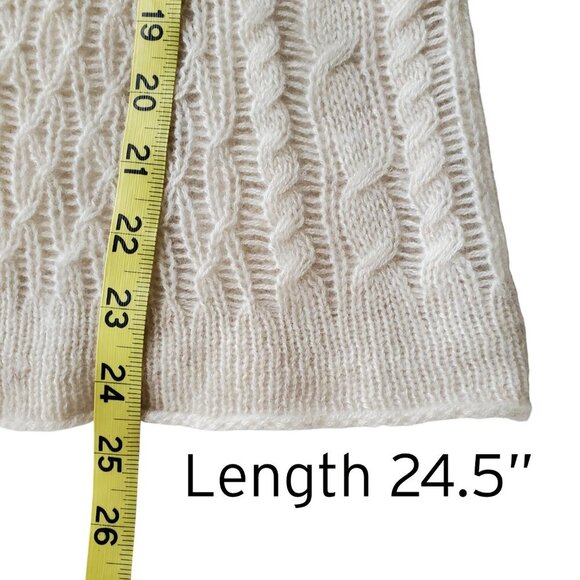AQUA Cashmere Sweater Open Weave Cream Color Cable Knit Lightweight Size XS - Picture 9 of 13